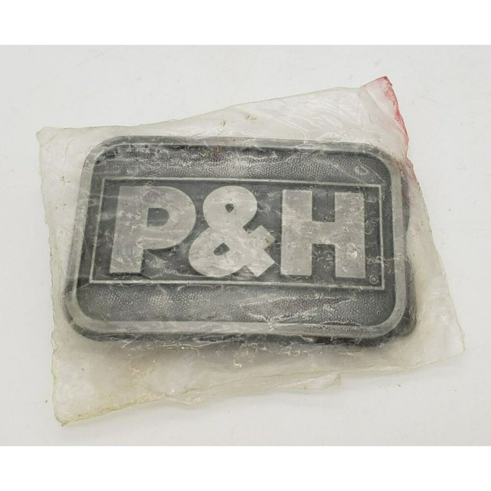 Vintage P&H Mining Belt Buckle, Rectangle, in original plastic, Crane 1980s Mine
